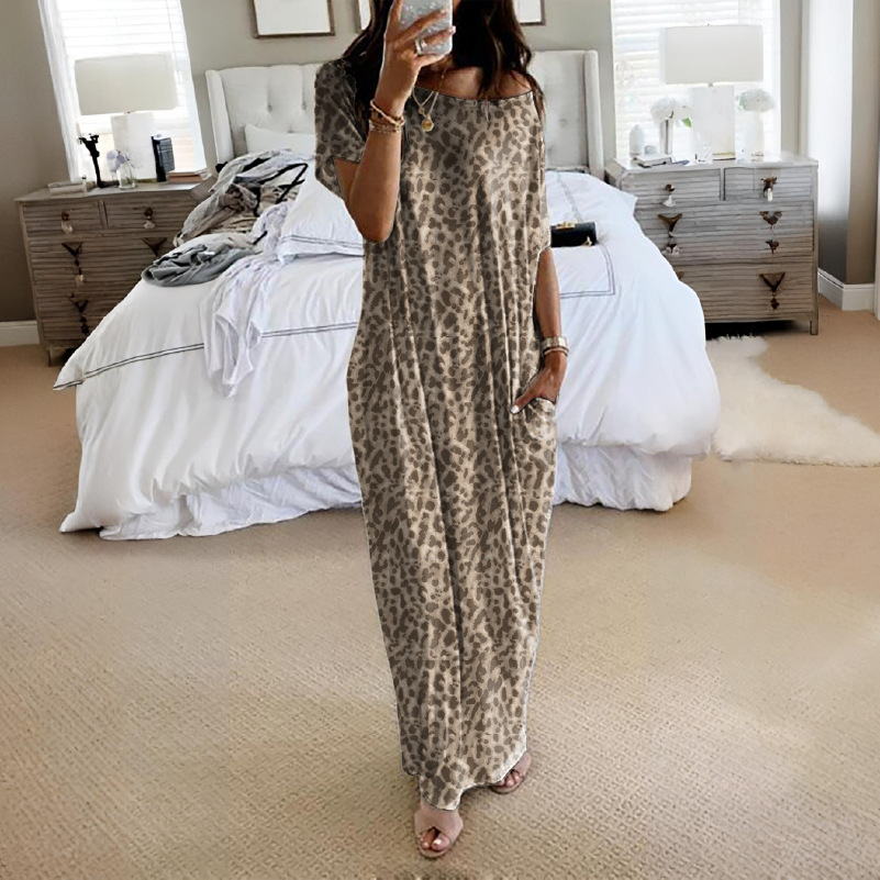 ⚡Blitzangebot 👍 Damen-Loungewear-Kleid mit Fledermausärmeln in Unifarbe, bequemes Kurzarm-Nachthemd für den Alltag, Damen-Nachtwäsche für alle Jahreszeiten 