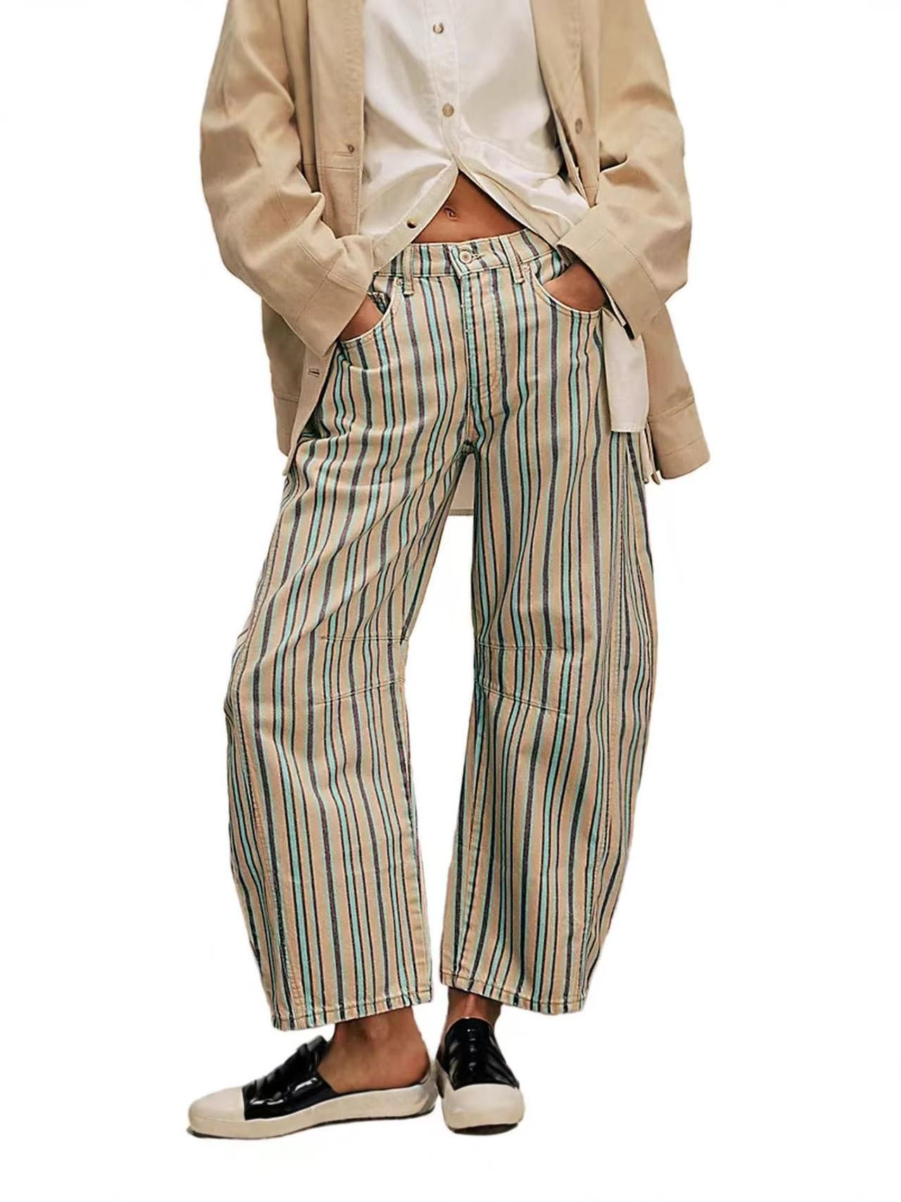 ⚡Blitzverkauf: CHOUYATOU Damen Boho Jeans mit Blumenmuster – Zartrosa, Y2K weiter Schnitt, Mid-Rise Denimhose