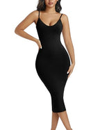 🔥 Bestseller | Nahtloses Maxikleid mit Spaghettiträgern, V-Ausschnitt und integrierter Formgebung