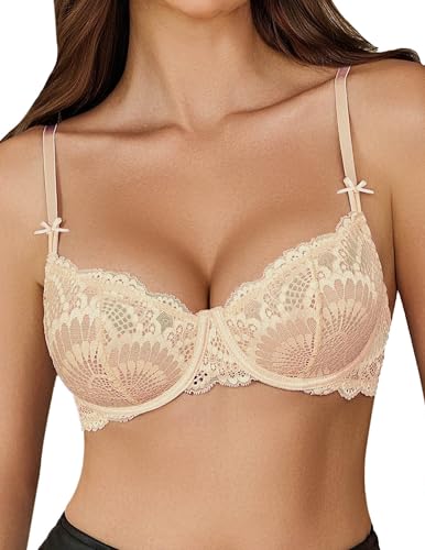 🔥 Bestseller | Sexy Push-up-BH aus Spitze in großen Größen, transparent, mit Bügeln